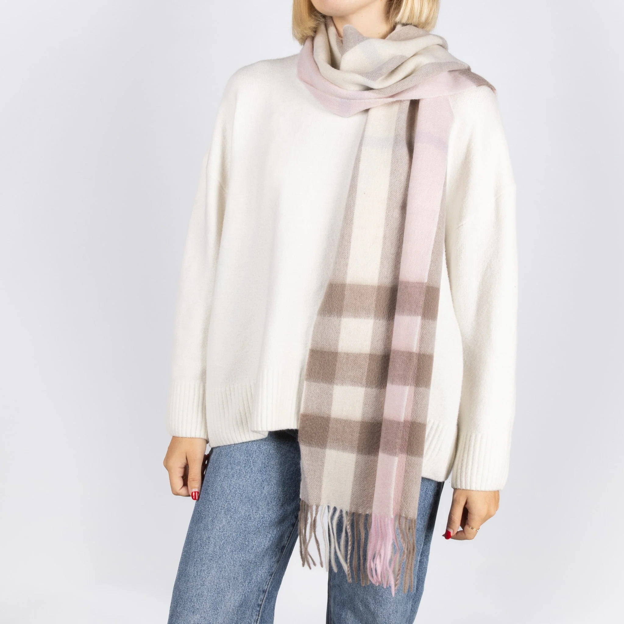 Australian Made Wool Scarf - Orchid Gingham - Image 4